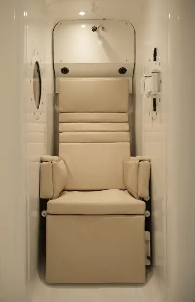 Comfortable seating inside a Hyperbaric Oxygen Therapy chamber